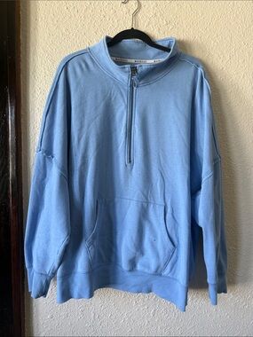 Maurices Pale Blue Half-Zip Pullover Sweatshirt